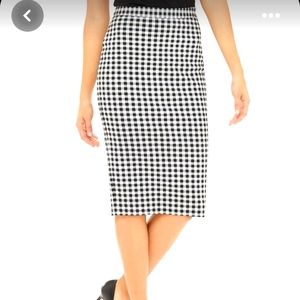The Limited High Waisted Exact Stretch Gingham Print Pencil Skirt, Size 12 TALL